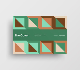 Naklejka premium Creative business presentation vector A4 horizontal orientation front page mock up. Modern corporate report cover abstract geometric illustration design layout. Company identity brochure template.