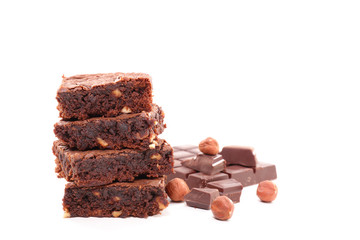 delicious chocolate brownie with hazelnut