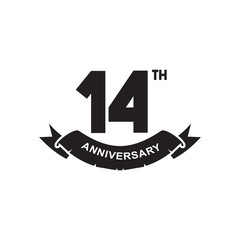 14th year anniversary emblem logo design template