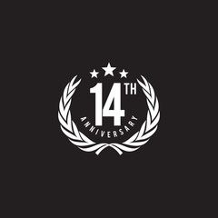 14th year anniversary emblem logo design template