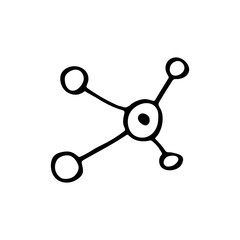 Chemical compounds, blood element cartoon hand drawn doodle vector illustration, icon, sticker. Black line art design. Isolated on white background. Easy to change color. Medicine, health care.