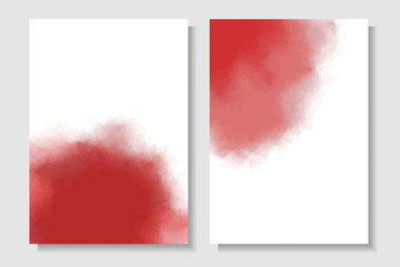 Watercolor templates for invitations, cards, posters, flyers. A4/A5 layouts with red stains. Vector illustration