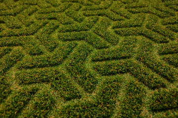 Background coverage with pile artificial grass green, texture recycled plastic