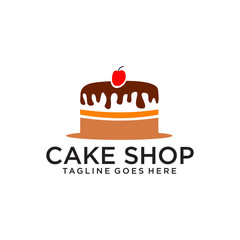 Cake bakery shop logo design vector template