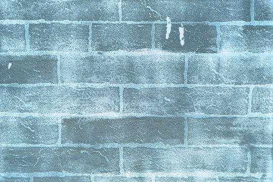 Drawing Of Light Blue Bricks On The Wall, Background