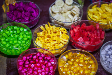 Some toppings of thai desserts in Vietnam