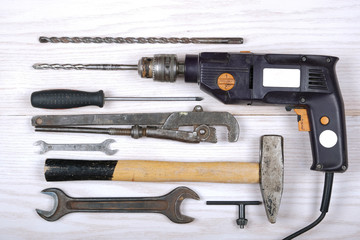 Fototapeta premium electric drill and bench tools
