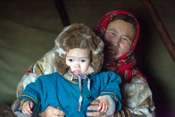 Tundra, The extreme north, Yamal, the pasture of Nenets people, the dwelling of the peoples of the north, the yurt, iron stove on wood, life of the Eskimo of Alaska, art noise