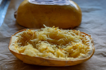 Cooked spaghetti squash, spaghetti pumpkin Cucurbita pepo