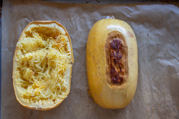Cooked spaghetti squash, spaghetti pumpkin Cucurbita pepo