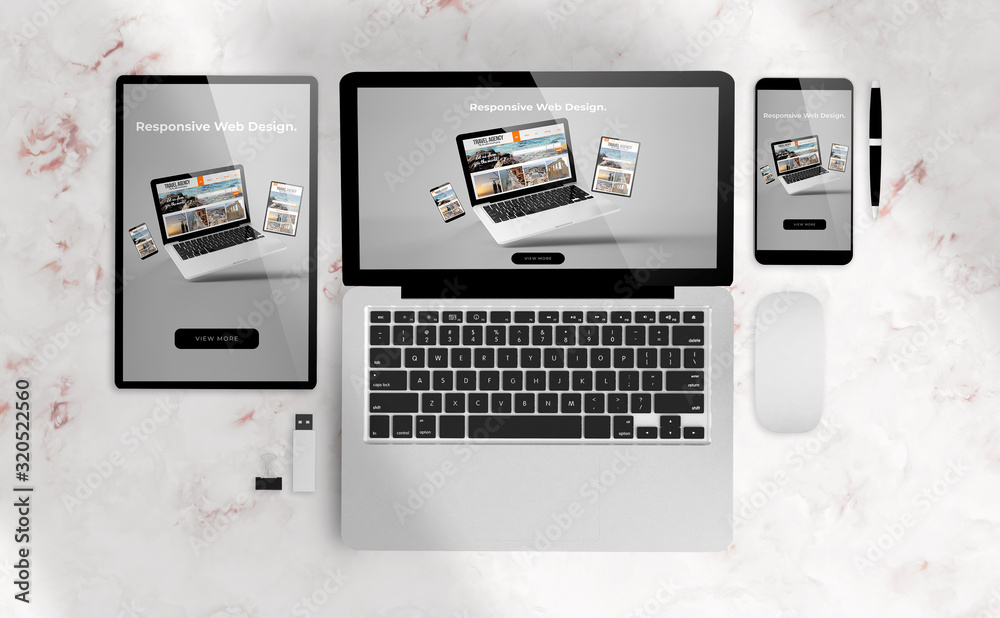 Wall mural responsive web design on devices