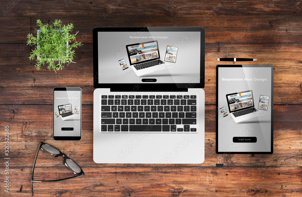 Wall mural responsive web design on devices