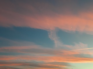 Genoa, Italy - 01/15/2019: Beautiful caption of the moonlight over the village in winter days with some trees and leaves in the background by night and by day.
