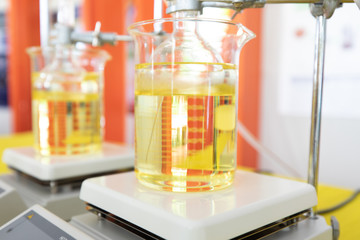 Biodiesel production is the process of producing the biofuel, biodiesel, in laboratory. - obrazy, fototapety, plakaty