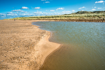 Saltwater pools on Holkham beach on North Norfolk coast, England UK