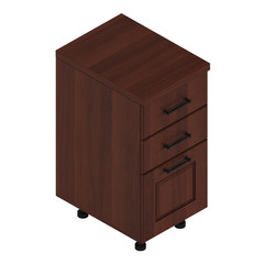 Furniture module. Furniture and kitchen equipment isolated on white background. 3D rendering.