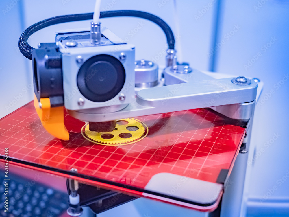 Poster 3d printer. method of layer-by-layer model creation. creation of real objects from different materia