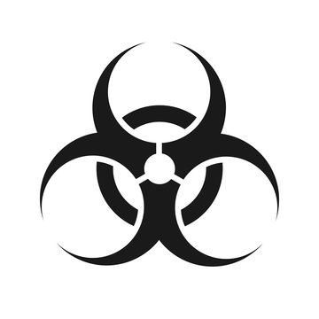 Black sign of biological hazard. Biohazard icon in flat style isolated on white background. International biohazard symbol. Vector illustration.