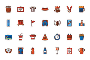 bundle of american football set icons