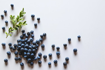 Group of fresh blueberries isolated on white background. Healthy food, health