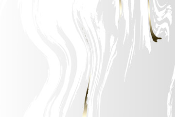 Abstract background of swirl marble  liquid or fluid acrylic color painting with metal and gold texture on white background