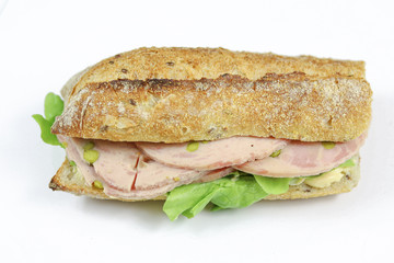 sandwich à la roulade de jambon et salade