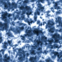 Foto op Plexiglas Blauw wit Tie dye shibori naadloze patroon. Aquarel abstracte textuur.