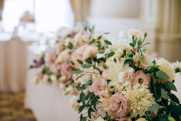 Beautiful wedding table decoration with  fresh flowers