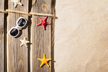 Sandy beach background top view. Sand texture with copy space