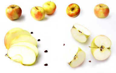 Fototapeta na wymiar Fresh apple on a white background. Apple variety - Champion.