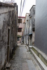 narrow street in old chinese town village 