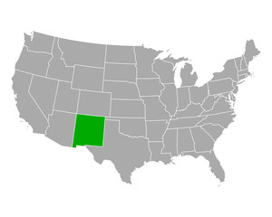 Fototapeta na wymiar Karte von New Mexico in USA