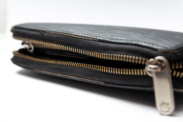 zipper of a wallet, purse