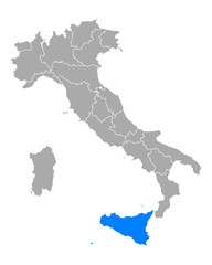 Fototapeta na wymiar Karte von Sizilien in Italien