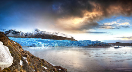 Panorama of the Svinafellsjokul glacier in Iceland