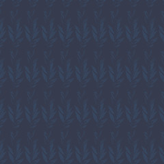 Floral background. Seamless dark blue leaves pattern