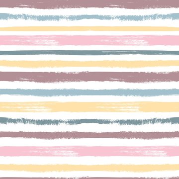Brush pattern. Pastel stripes, grunge graphic colorful seamless texture. Paintbrushes for child textile swatches. Ink vector background. Illustration pattern brush artistic, seamless pastel