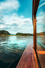 Sailing on Lake Bohinj in summer