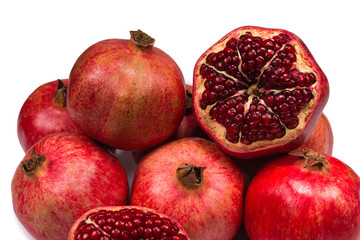 Sweet pomegranate isolated on white background.