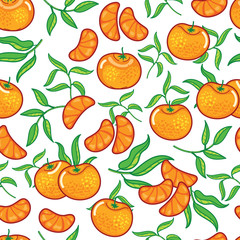 Vector ornage with peeled pieces seamless pattern background on white surface
