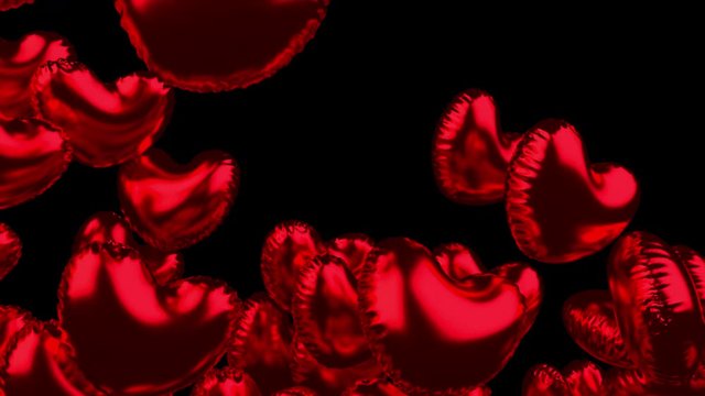 4k video of flying red heart balloons on the transparent background. Prores 4444 codec with alpha channel sequence.