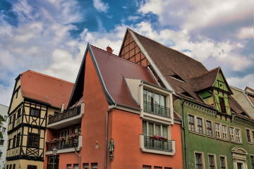halle saale, deutschland - sanierte häuser in der altstadt