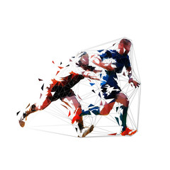 Rugby players, low polygonal isolated vector illustration. Geometric team sport drawing