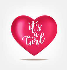 Baby shower poster. Baby arrival and shower collection with lettering. It's a girl greeting card. Vector invitation. 