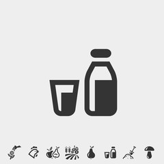 milk bottle and cup icon vector illustration and symbol foir website and graphic design