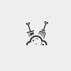rake and shovel dig icon vector illustration and symbol foir website and graphic design