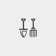 shovel and rake icon vector illustration and symbol foir website and graphic design