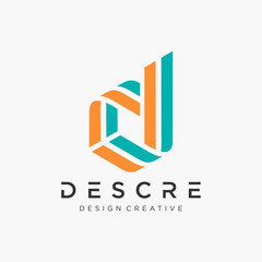 Abstract Letter D DD logo design With overlapping lines concept. Modern logo for business Company . Vector design template elements for your application or corporate identity.- vector