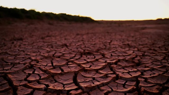 Dry cracked river bed as a result of severe drought in Australia