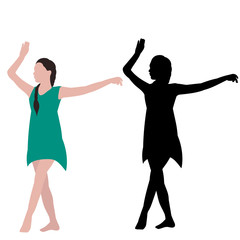 dancing girl, no face, with silhouette
